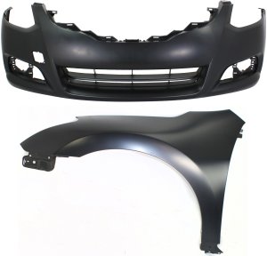 Front Fender Assembly for 2010-2013 Nissan Altima, Left (Driver) Side, 2-Piece Kit Includes Bumper Cover, Replacement Auto Part