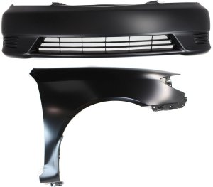 Front Bumper Cover Assembly for Toyota Camry 2005-2006, 2-Piece Kit, Primed (Ready to Paint), with Fender Replacement