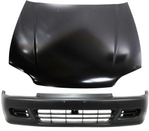 Hood Panel and Bumper Cover Assembly for 1992-1995 Honda Civic, 2-Piece Kit, Complete Replacement