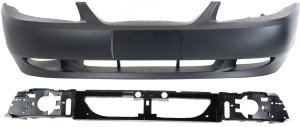 Front Bumper Cover Assembly for Ford Mustang 1999-2004, 2-Piece Kit, Primed (Ready to Paint), with Header Panel, Convertible, Replacement