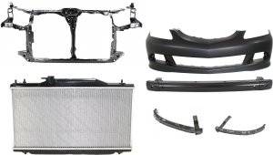 Front Bumper Cover Assembly for 2005-2006 RSX, 6-Piece Kit with Bumper Reinforcement, Radiator, Radiator Support and Bumper Brackets Replacement