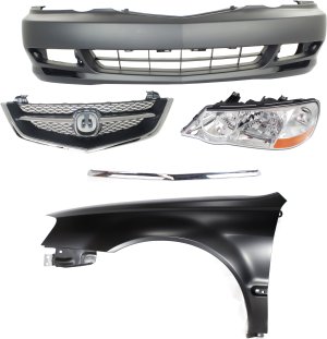 Front Bumper Cover Assembly for 2002-2003 TL, 5-Piece Kit with Fender, Grille, Grille Trim and Headlight Replacement Set