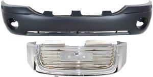 Grille and Bumper Cover Assembly for GMC Envoy 2002-2009, Envoy XL 2002-2006, Envoy XUV 2004-2005, 2-Piece Kit, Replacement