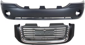 2-Piece Grille and Bumper Cover Kit Assembly for 2002-2009 GMC Envoy, 2002-2006 Envoy XL and 2004-2005 Envoy XUV - Replacement