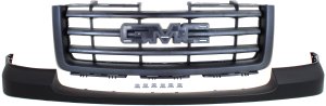 Front Bumper Cover for GMC Sierra 1500 (2007-2013), Upper, Textured, 2-Piece Kit with Grille Assembly, Replacement