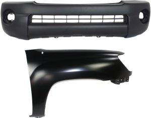 Front Bumper Cover Kit for 2005-2011 Toyota Tacoma, 2-Piece Textured Assembly with Fender, Replacement