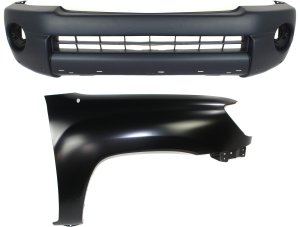 Front Bumper Cover Assembly for Toyota Tacoma 2005-2011, X-Runner Model, Textured 2-Piece Kit with Fender, Spoiler Type Replacement