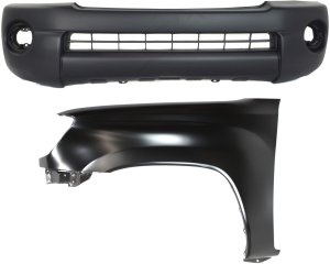 Front Bumper Cover Assembly for Toyota Tacoma 2005-2011, 2-Piece Kit, Textured, with Fender Replacement