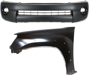Front Bumper Cover Assembly for 2005-2011 Toyota Tacoma, 2-Piece Kit, Textured, with Fender, Excludes X-Runner Model (without Spoiler type), Replacement