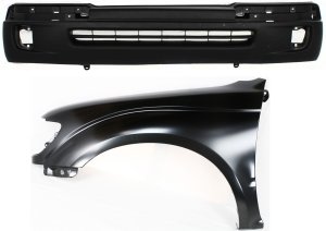 Front Fender Assembly for 1998-2000 Toyota Tacoma, 2-Piece Kit includes Left (Driver) side and Bumper Cover, Replacement