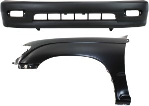Front Fender Assembly for Toyota Tacoma 1998-2000, Left (Driver) Side, 2-Piece Kit Includes Bumper Cover, Replacement Part