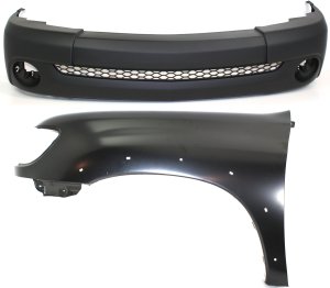Front Bumper Cover Assembly for 2003 Toyota Tundra, 2-Piece Kit, Primed (Ready to Paint), with Fender, Standard Cab Pickup Replacement