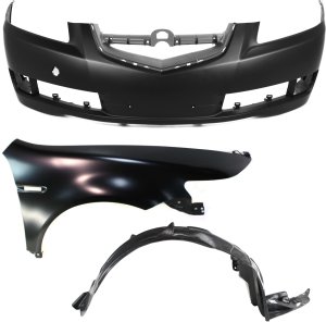 Front Bumper Cover Assembly for Acura TL 2007-2008, Complete 3-Piece kit with Fender and Fender Liner, Replacement