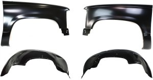 Front Fender for Chevrolet C/K Full Size Pickup 1988-2000, Right (Passenger) and Left (Driver), 4-Piece Kit with Wheelhouses, Replacement