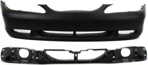 Front Bumper Cover for Ford Mustang 1994-1998, Primed (Ready to Paint), 2-Piece Kit with Header Panel, Replacement