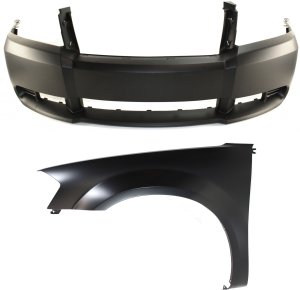 Front Bumper Cover for 2008-2010 Dodge Avenger, Primed (Ready to Paint), 2-Piece Kit, with Left (Driver) Fender, Replacement