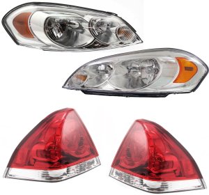 Tail Light Assembly Kit for Chevrolet Impala 2006-2013 / Impala Limited 2014-2016, includes Right (Passenger) and Left (Driver) Side Lights, Headlights, 4-Piece Set, Replacement