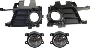 Fog Light Assembly for Honda TSX 2011-2014, Right (Passenger) and Left (Driver), 4-Piece kit, Halogen, Includes Fog Light Trim, Replacement