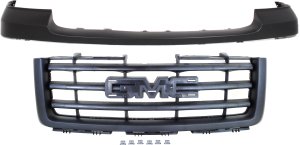 Front Bumper Cover for 2007-2013 GMC Sierra 1500, 2-Piece Kit, Primed (Ready to Paint), with Grille, Excluding Base/Denali Models, New Body Style, Replacement