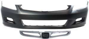 Front Bumper Cover Kit for 2006-2007 Honda Accord Sedan, Primed (Ready to Paint), 2-Piece with Grille, Replacement