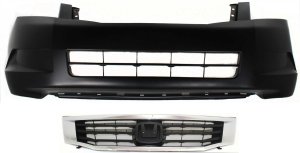 2-Piece Kit Grille with Bumper Cover for 2008-2010 Honda Accord Sedan, Replacement