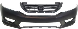 Front Bumper Cover for Honda Accord 2013-2015, Primed (Ready to Paint), 2-Piece kit with Grille Assembly, Excluding Hybrid Models, Sedan, USA Built, Replacement