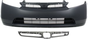 Grille and Bumper Cover Kit for 2007-2008 Honda Civic Sedan, 2-Piece Set, Replacement