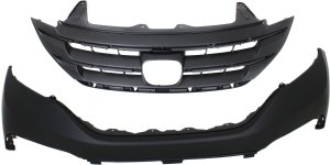 Primed (Ready to Paint) Front Bumper Cover for 2012-2014 Honda CR-V, 2-Piece Kit with Grille, Replacement