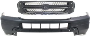 Front Bumper Cover Kit for Honda Pilot LX Models 2003-2005, Primed (Ready to Paint), Includes Grille, 2-Piece Set, Replacement
