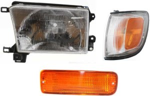 Headlight Assembly Kit for 1996-1997 Toyota 4Runner, Left (Driver) Side, Halogen, 3-Piece with Corner Light and Turn Signal Light, Replacement