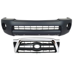 Front Bumper Cover for Toyota Tacoma (2005-2008), Textured 2-Piece Kit with Grille, for X-Runner Models, Replacement