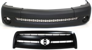 Front Bumper Cover Kit for Toyota Tundra 2003-2006, Primed (Ready to Paint), 2-Piece with Grille, Suitable for Regular/Access Cab, Base Models, Replacement