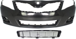 Front Bumper Cover Kit for 2010-2011 Toyota Camry, Primed (Ready to Paint), 2-Piece with Bumper Grille, Replacement