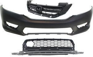 Front Bumper Cover Kit for 2014 Honda Accord, 3-Piece Set with Bumper Grille and Grille Assembly Replacement