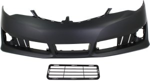 Front Bumper Cover Kit for 2012-2014 Toyota Camry, 2-Piece, Primed (Ready to Paint), with Bumper Grille, Replacement