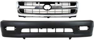 Front Bumper Cover and Grille Kit for 1998-2000 Toyota Tacoma, 2-Piece, Textured, Excludes Pre-Runner Models, Replacement