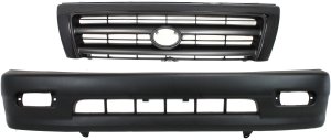 Front Bumper Cover Kit for 1998-2000 Toyota Tacoma, Textured, 2-Piece with Grille Assembly, Excludes Pre-Runner Models, Replacement