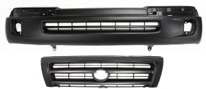 Front Bumper Cover for Toyota Tacoma 1998-2000, Primed (Ready to Paint), 2-Piece Kit with Grille, Replacement