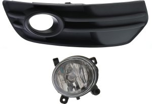 Fog Light Assembly Kit for Audi Q5 2009-2012 Right (Passenger), 2-Piece Kit, Includes Fog Light Trim, Halogen, Replacement