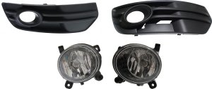 Fog Light Assembly Kit for Audi Q5 2009-2012, Right (Passenger) and Left (Driver) Halogen Lights, 4-Piece set, includes Fog Light Trim, Replacement