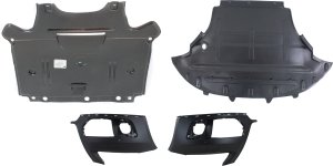 Front Bumper Cover for AUDI Q5 2009-2012, Right (Passenger) and Left (Driver), Primed (Ready to Paint), 4-Piece kit with Engine Splash Shields, Replacement