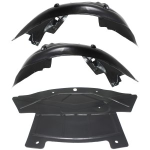 Front Fender Liner for 2005-2010 Chrysler Chrysler 300, Right (Passenger) and Left (Driver), 3-Piece Kit with Engine Splash Shield Replacement