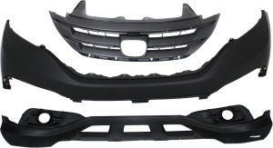 Front Bumper Cover Kit for 2012-2014 Honda CR-V, Upper and Lower, 3-Piece Set with Grille, Excluding LX Models, Replacement