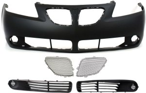 Front Bumper Cover for Pontiac G6 2005-2009, 5-Piece Kit with Fog Light Covers and Grille Inserts, Replacement 