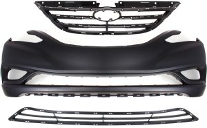Grille Kit for 2011-2013 Hyundai Sonata: 3-Piece Set with Type 2 Main Grille, Bumper Cover, and Bumper Grille Replacement