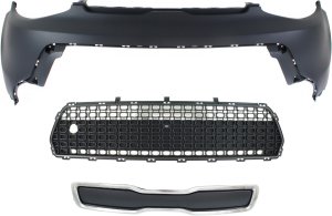 3-Piece Kit Grille for KIA SOUL 2014-2016 with Bumper Cover and Bumper Grille Replacement