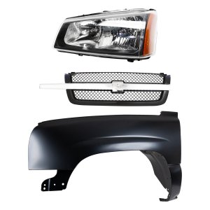 Front Fender Kit for 2003-2007 Chevrolet Chevrolet C/K Full Size Pickup, Left (Driver), Primed (Ready to Paint), 3-Piece with Grille and Headlight Replacement
