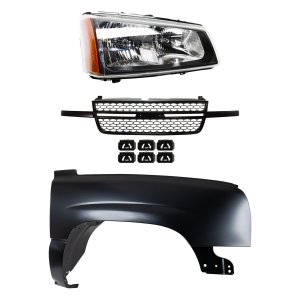 Front Fender Kit for Chevrolet C/K Full Size Pickup 2003-2007 Right (Passenger), Primed (Ready to Paint), 3-Piece with Grille and Headlight Replacement