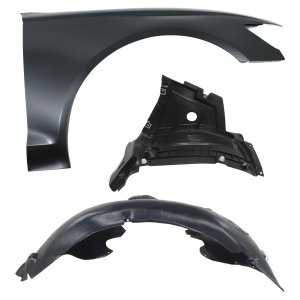 Front Fender Right (Passenger) for Audi A6 2012-2015, 3-Piece Kit with Fender Liners, Replacement