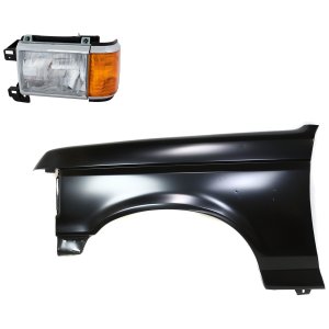 Headlight Assembly Kit for Ford F-150/F-250/F-350 1987-1991, Left (Driver) Side, Halogen, 2-Piece Kit with Fender, Replacement